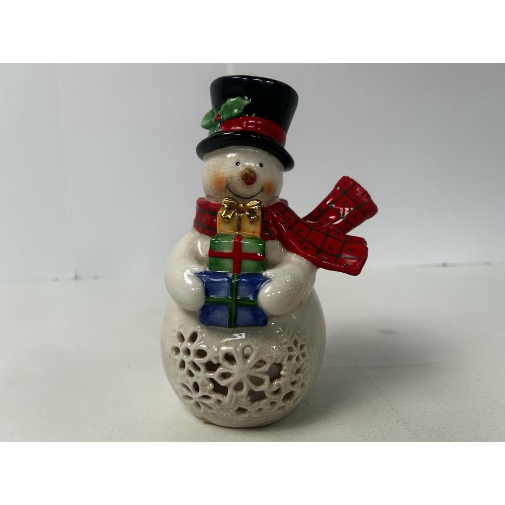 RETIRED DEPARTMENT 56 SNOWMAN TEALIGHT CANDLE HOLDER 7"